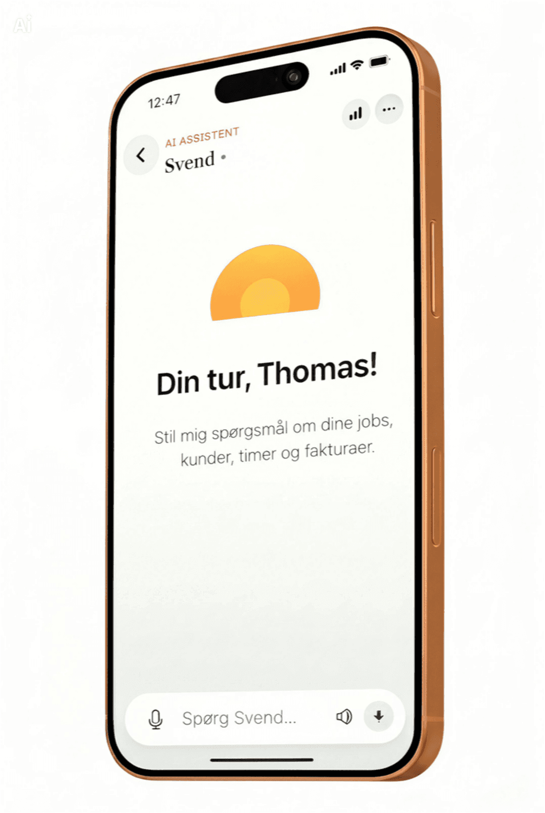 Svend AI-assistenten på mobilen